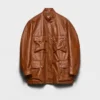 Antiqued Leather Caban Jacket