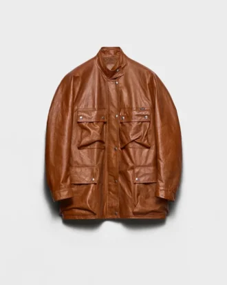 Antiqued Leather Caban Jacket