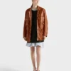 Antiqued Leather Caban Jacket