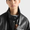 Antiqued Leather Caban Jacket