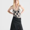 Argyle Knit Cashmere Top