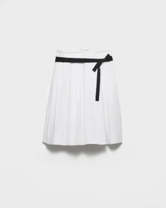 Belted Gabardine Skirt