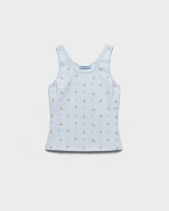 Bouquet Print Ribbed Knit Tank Top