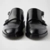Brushed Leather Double Monk Strap Shoes
