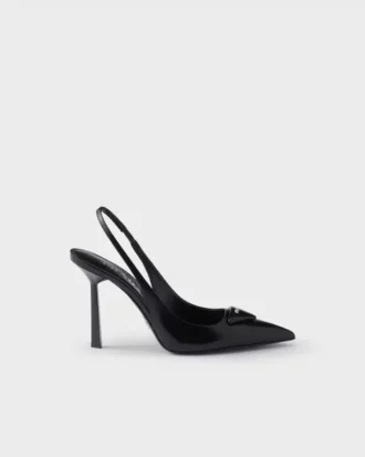 Brushed Leather Slingback Pumps