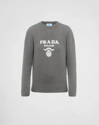 Cashmere and Wool Prada Logo Crew-Neck Sweater