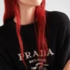 Cashmere and Wool Prada Logo Crew-Neck Sweater
