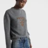 Cashmere and Wool Prada Logo Crew-Neck Sweater