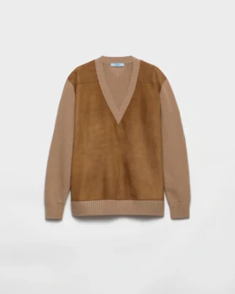 Cashmere, Wool and Suede Sweater