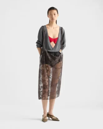 Chantilly Lace Midi-Skirt with Suspender Straps