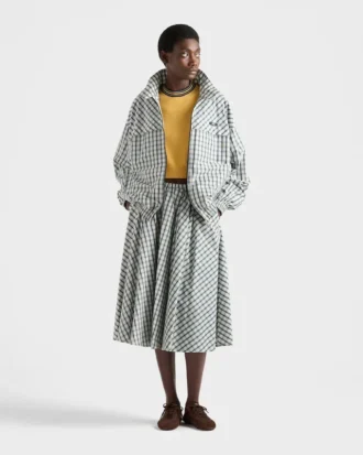 Checked Chambray Blouson Jacket