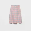 Checked Cotton Midi Skirt