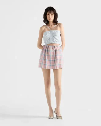 Checked Cotton Miniskirt