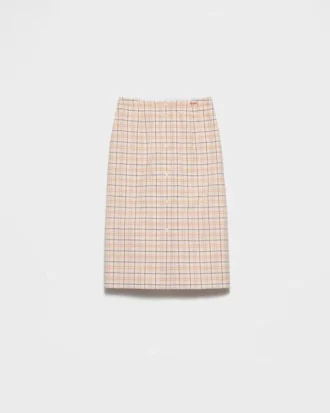Checked Cotton Poplin Pencil Skirt