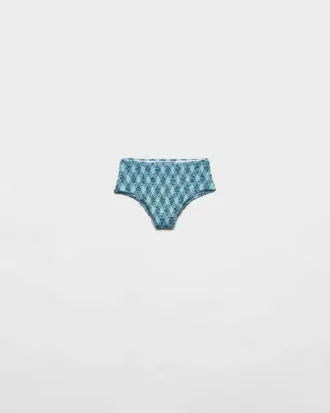 Checked Print Jersey Bikini Bottom