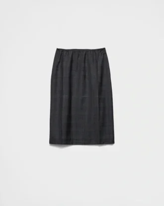 Checked Wool Midi-Skirt