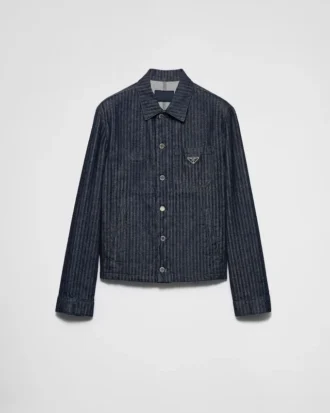 Chevron Denim Blouson Jacket