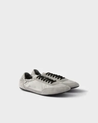 Collapse Re-Nylon and Suede Elasticized Sneakers