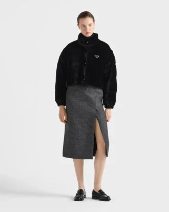 Convertible Cropped Velvet Down Jacket