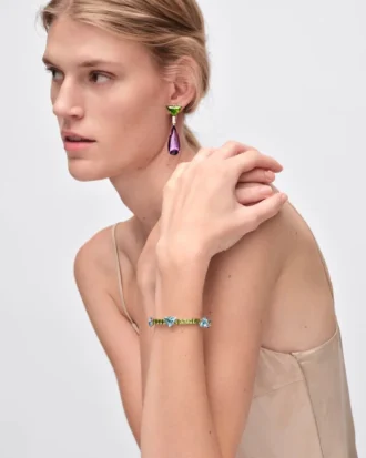 Couleur Vivante Bracelet – White Gold with Aquamarine and Peridot