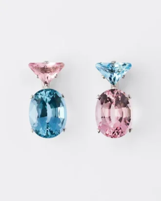 Couleur Vivante Pendant Earrings – White Gold with Morganite and Aquamarine