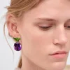 Couleur Vivante Pendant Earrings – White Gold with Peridot and Amethyst