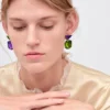 Couleur Vivante Pendant Earrings – White Gold with Peridot and Amethyst