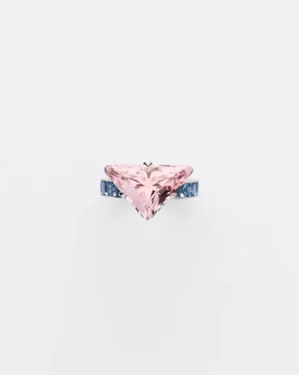 Couleur Vivante Solitaire Ring – White Gold with Morganite and Aquamarine