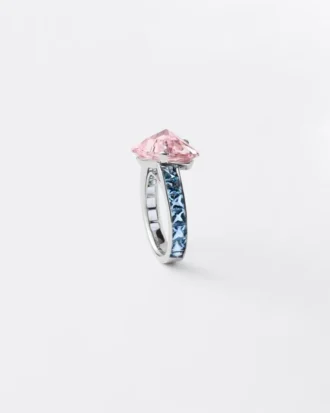 Couleur Vivante Solitaire Ring – White Gold with Morganite and Aquamarine