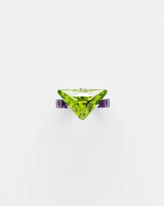 Couleur Vivante Solitaire Ring – White Gold with Peridot and Amethyst
