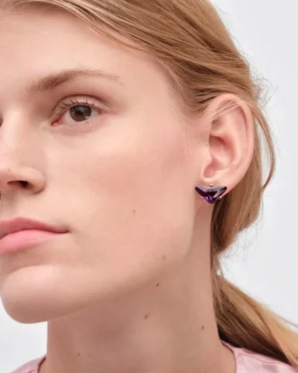 Couleur Vivante Stud Earrings – White Gold with Amethyst