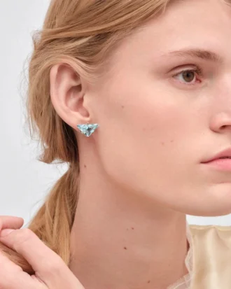 Couleur Vivante Stud Earrings – White Gold with Aquamarine