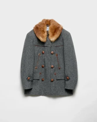 Double-Breasted Chevron Peacoat