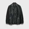 Double-Breasted Nappa Leather Caban Jacket