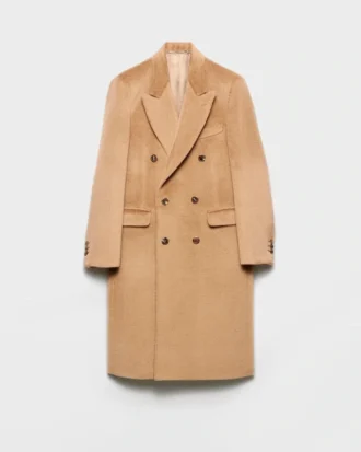 Double-Breasted Wool Blend Coat