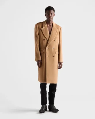 Double-Breasted Wool Blend Coat