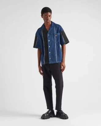 Double Match Striped Denim Shirt