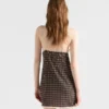 Embellished Checked Georgette Mini-Dress
