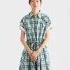 Embroidered Checked Cotton Dress