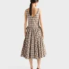 Embroidered Checked Poplin Dress