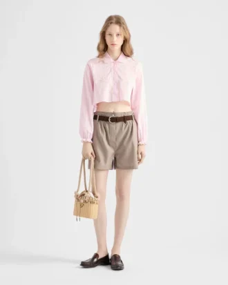 Embroidered Cropped Batiste Shirt