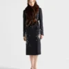 Embroidered Double-Breasted Rush Stitch Wool Coat