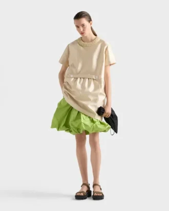 Embroidered Double Shantung Dress