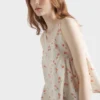 Embroidered Floral Print Linen Top