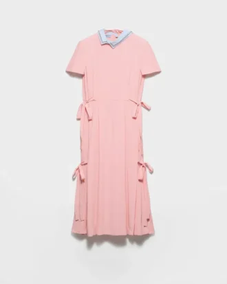 Embroidered Marocain Crepe Dress