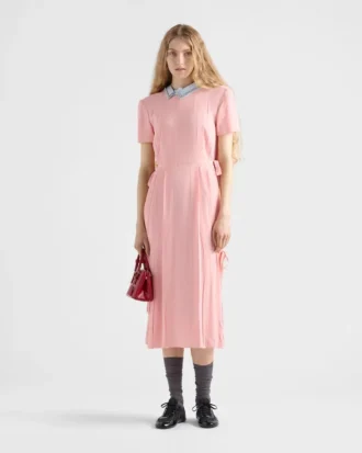 Embroidered Marocain Crepe Dress