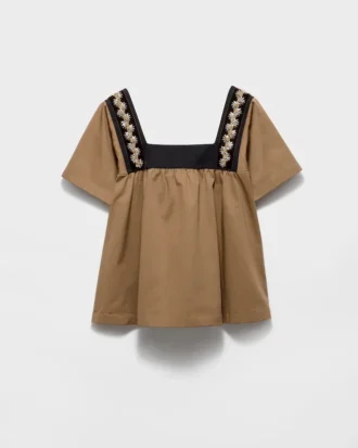 Embroidered Old Gabardine Top