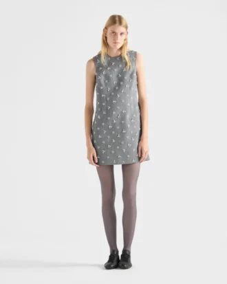 Embroidered Pinstripe Mini-Dress