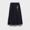 Embroidered Rush Stitch Midi-Skirt
