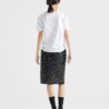 Embroidered Scuba Midi-Skirt